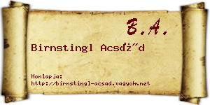 Birnstingl Acsád névjegykártya